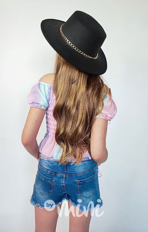 Duhová blůzka s knoflíčky lila