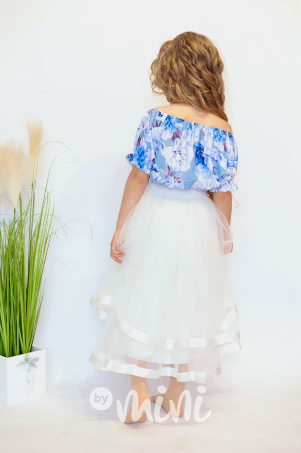 Flower crop top blue