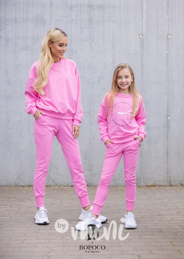 Mini me tepláky růžové