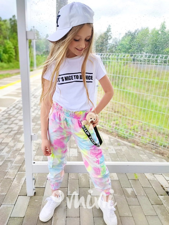 Rainbow ombre kalhoty s laclem