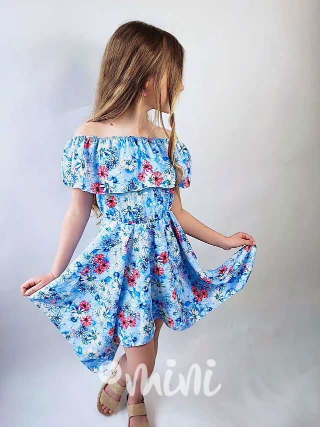 Daisy maxi točivé hispánské šaty blue