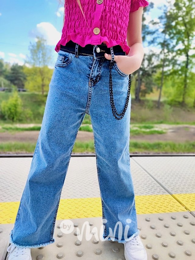 Jeans kalhoty s řetězem