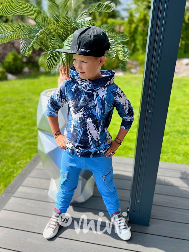 Blue&White splash mikina