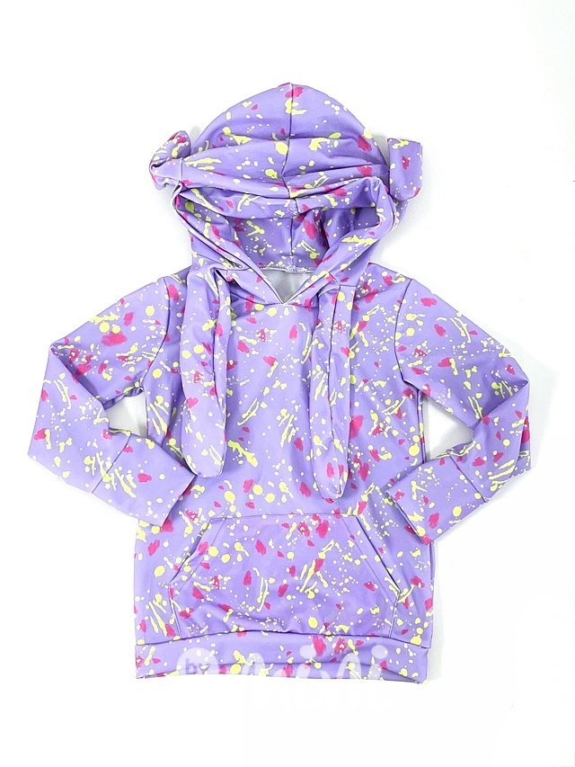 Quirky hoodie - pohyblivé uši - mikina splash lila