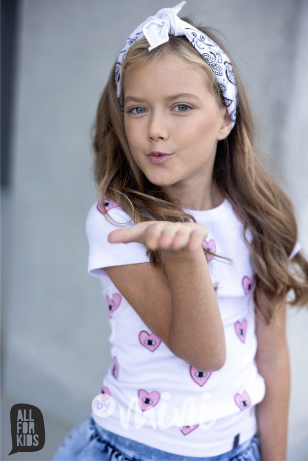 AFK žebrované triko srdíčka white