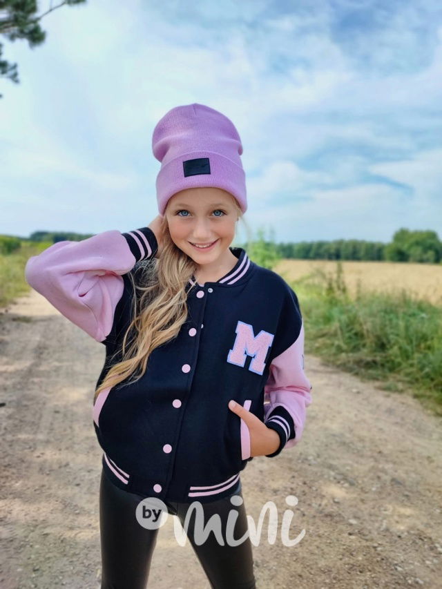 Teplá bomber mikina black/pink