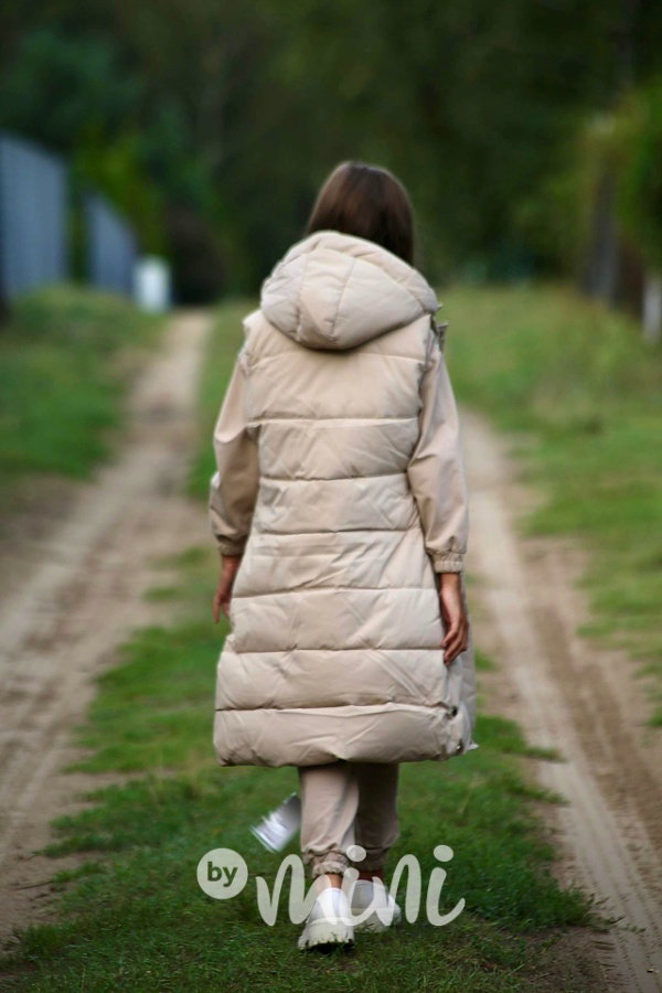 Zimní ultra long vesta beige