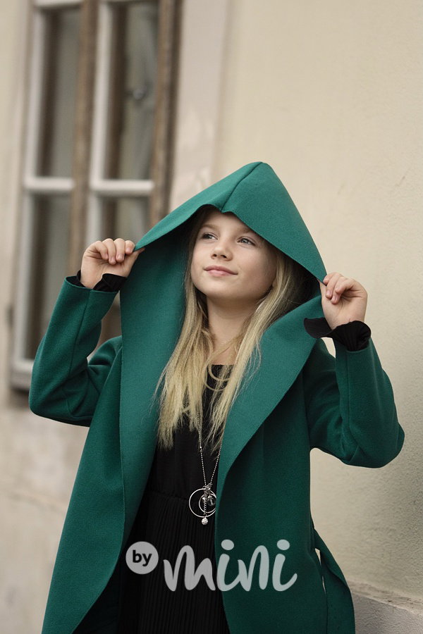 Flaušový hoodie kabátek petrol