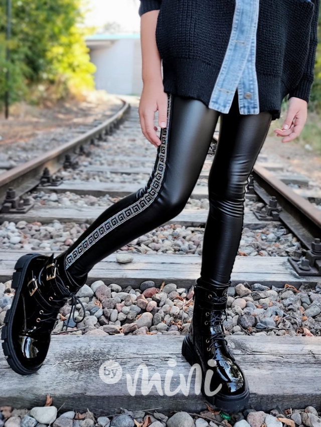 Eco leather thermo legíny s kamínky Palazzo
