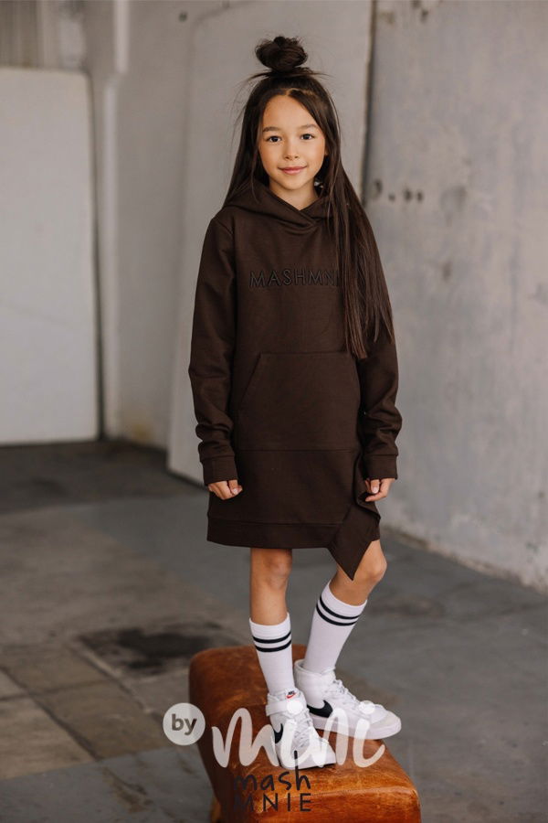 Mash Mnie hoodie frill tunika chocolate