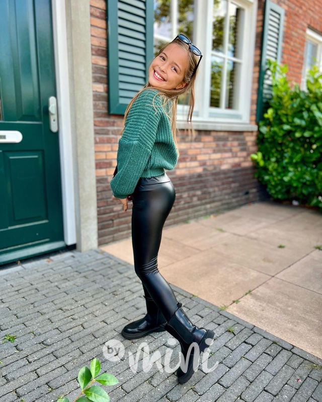 Eco leather podzimní legíny černé