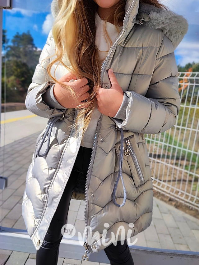 Zimní prošívaný kabát silver