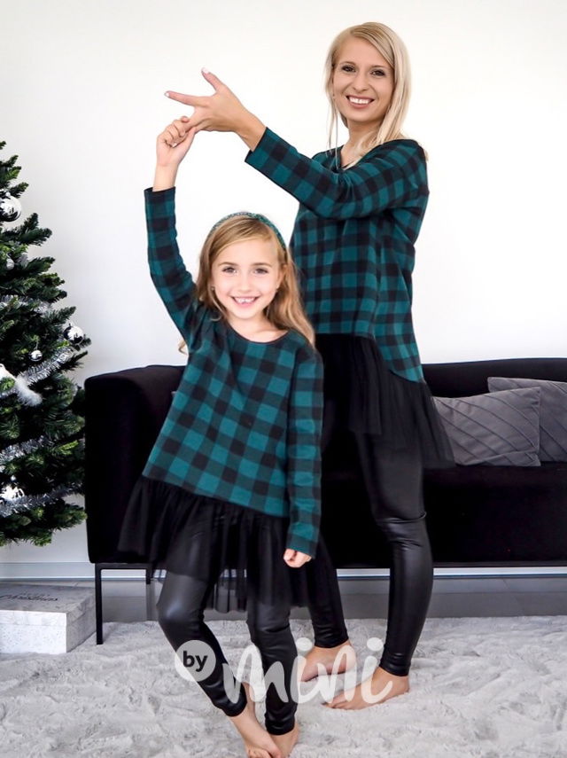 Smaragd karo tunika s tylem