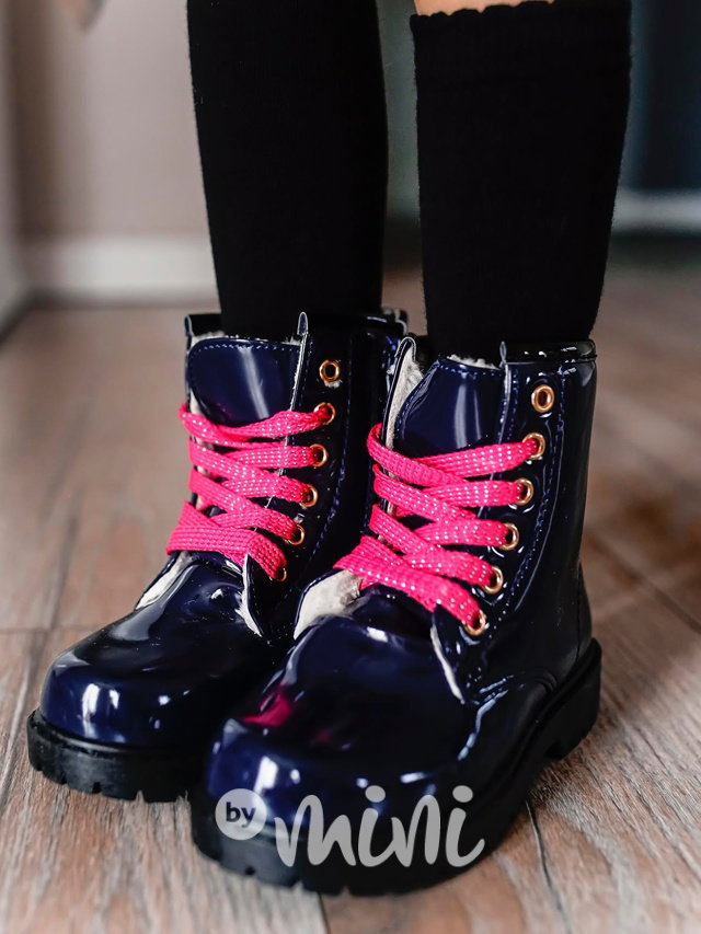 Vyteplené polokozačky navy/pink