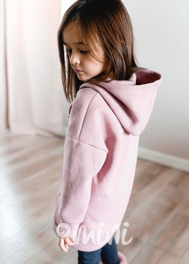 QUEEN zateplená mikinová tunika pudder