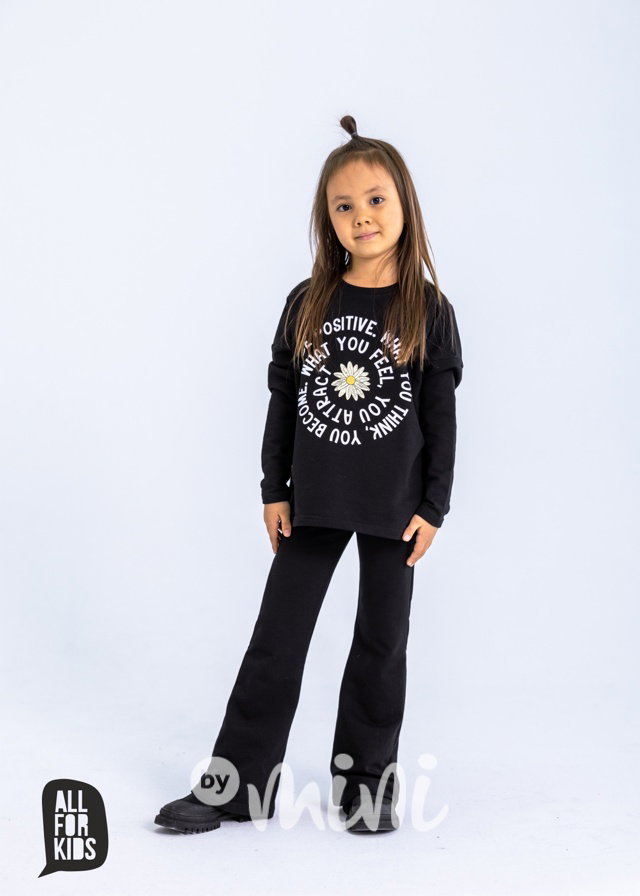 All for kids flower zateplená mikina black