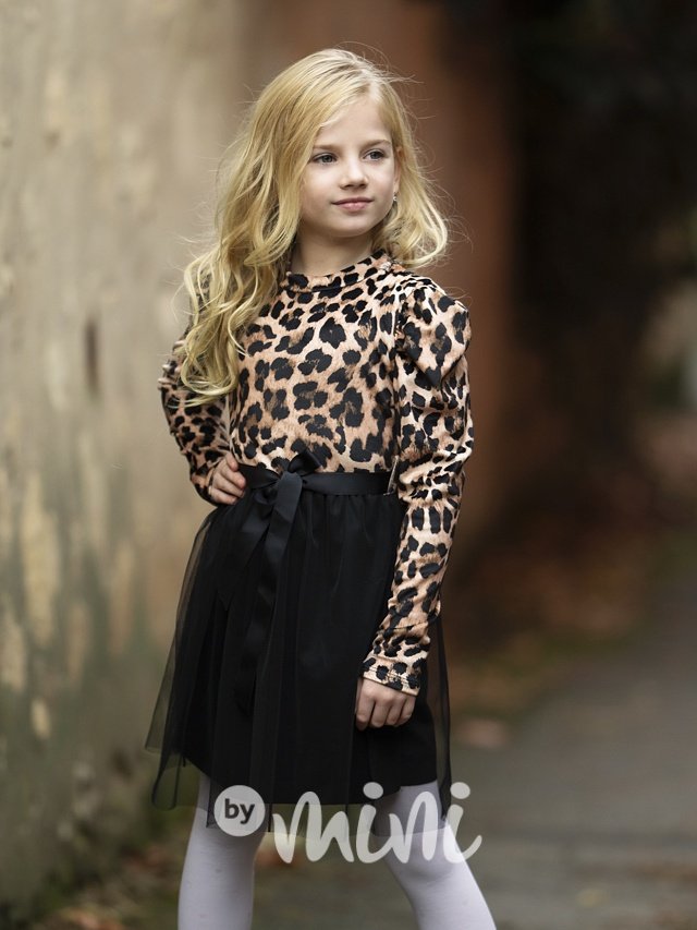 Leopard šaty s tylovou sukní