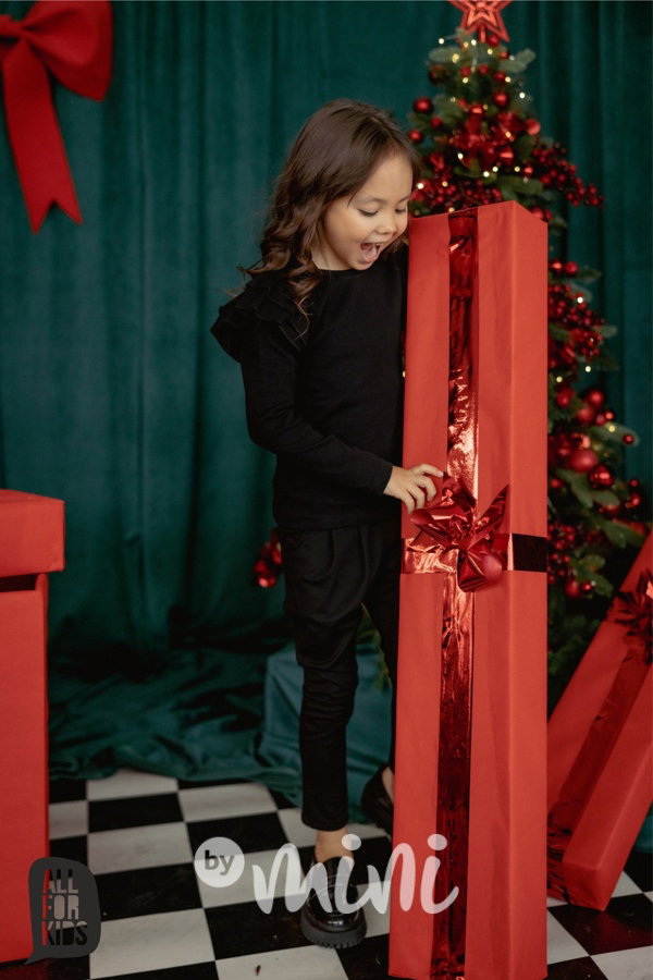 All for kids frill žebrovaná blůzka černá