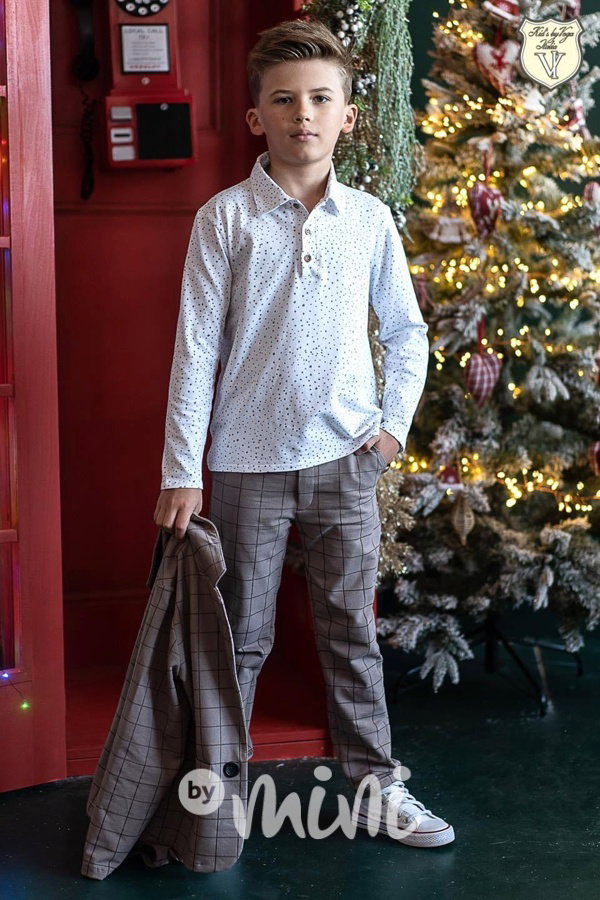 Voga boy košilové polo triko white/beige