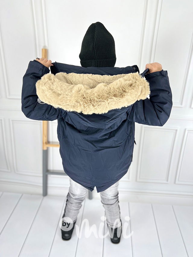 Zimní parka s kožíškem dark blue