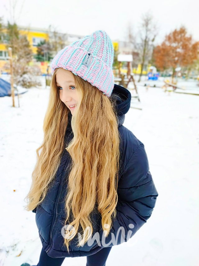 Zimní čepka mint/pink