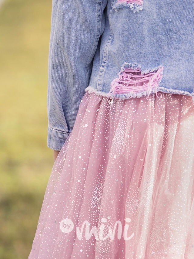 Růžová midi sukně