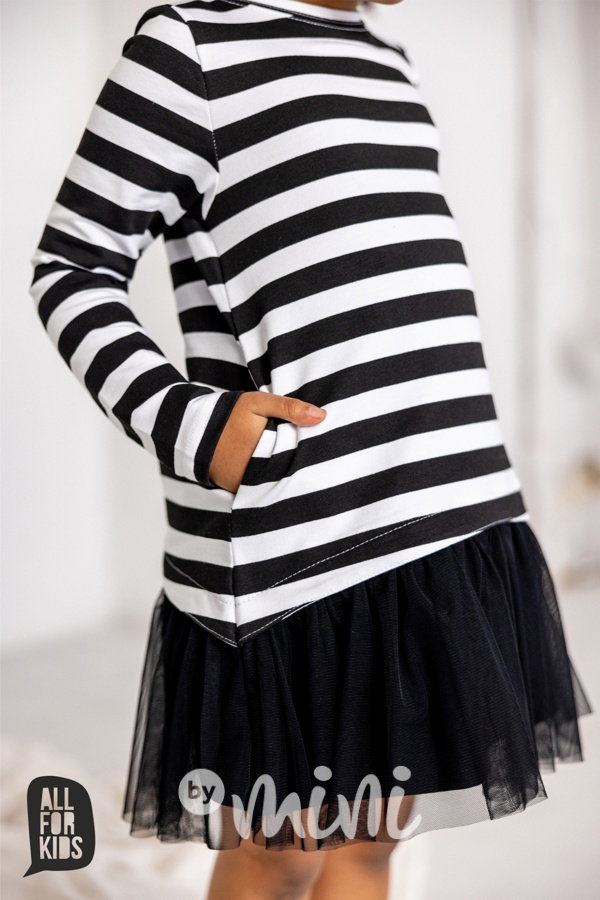 AFK pruhované šaty white/black