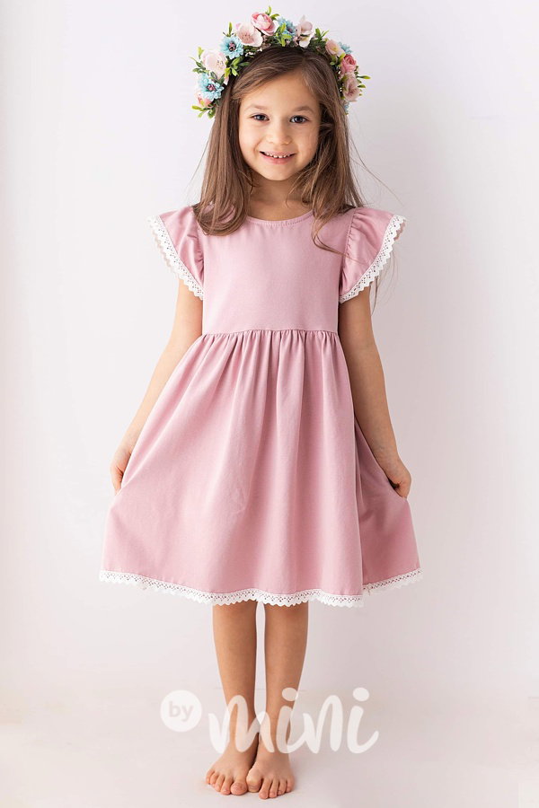 Lily Grey romantic boho šaty s krajkou pudder pink