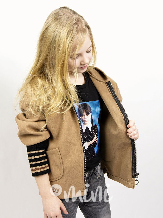 Flaušová bunda s dlouhými náplety béžová