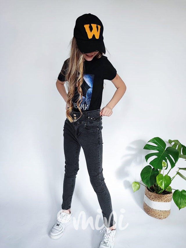 Slim jeansy se zvýšeným pasem black