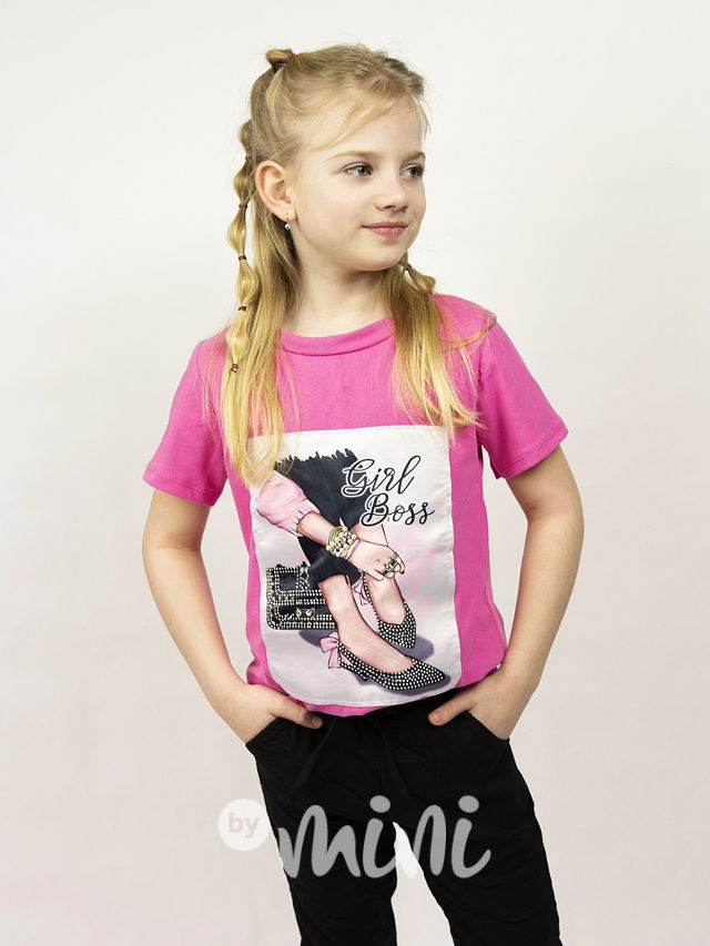GIRL boss triko malinové