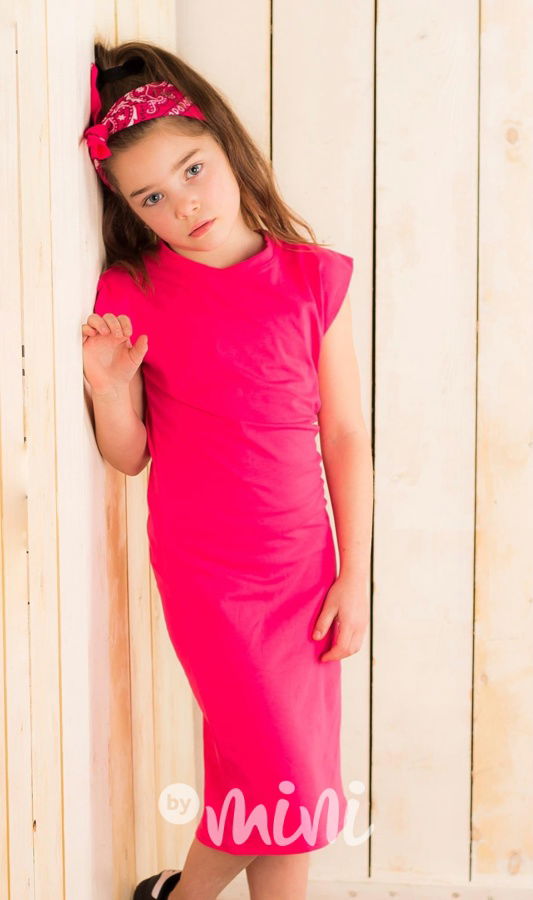 MIDI růžové šaty s šátkem