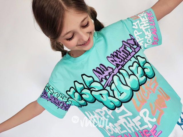 PREMIUM triko Graffiti mint