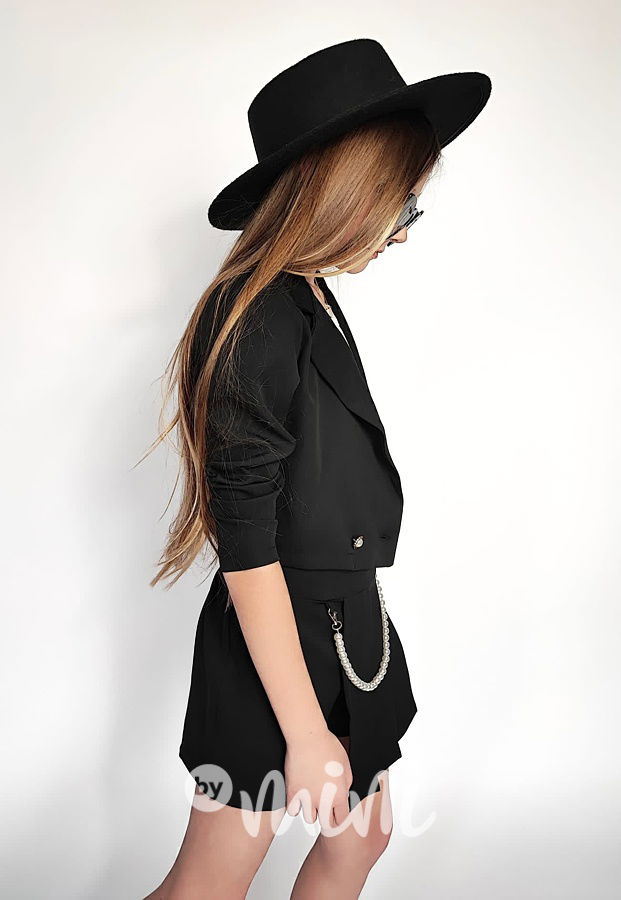 Crop sako + sukňokraťasy black