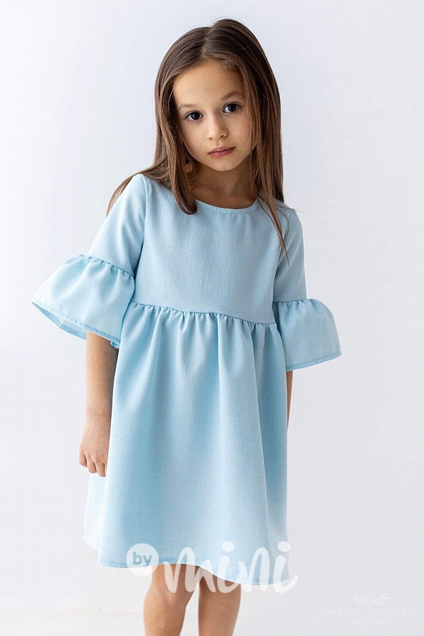 Baby blue Lily Grey šaty s balonovými rukávy