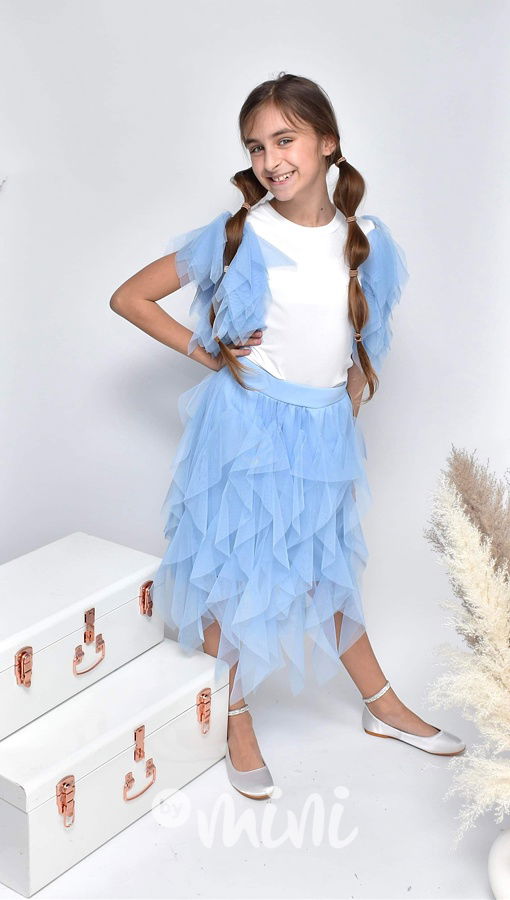 MIDI tylová sukně laguna blue