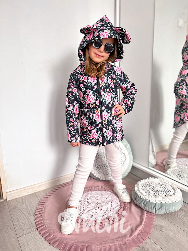 Květovaná softshell delší bunda