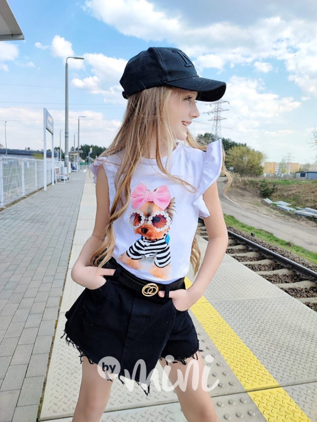 Černé ripped jeans sukňokraťasy s páskem