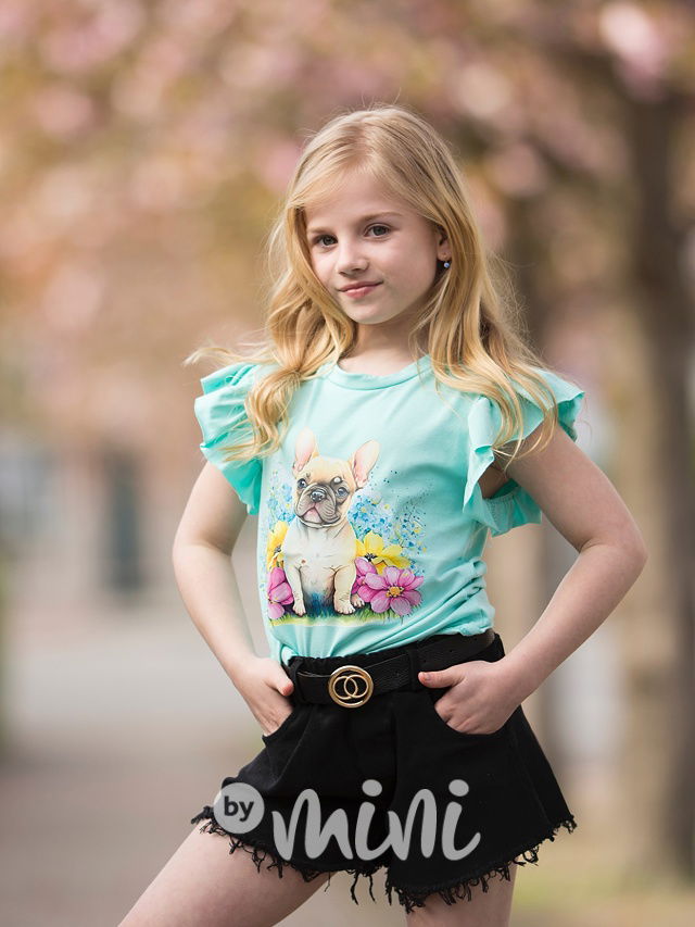 Stretch jeans kraťasy s páskem černé