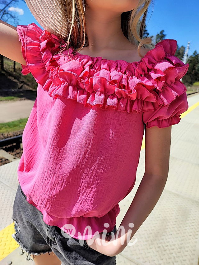 Hispánská crop blůzka malinová