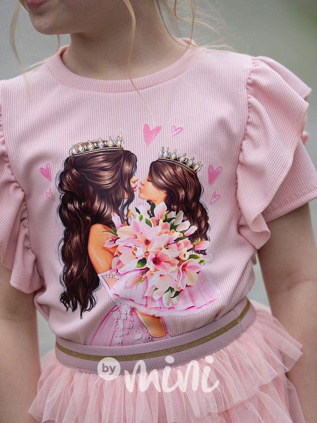 Princess žebrovaná blůzka růžová