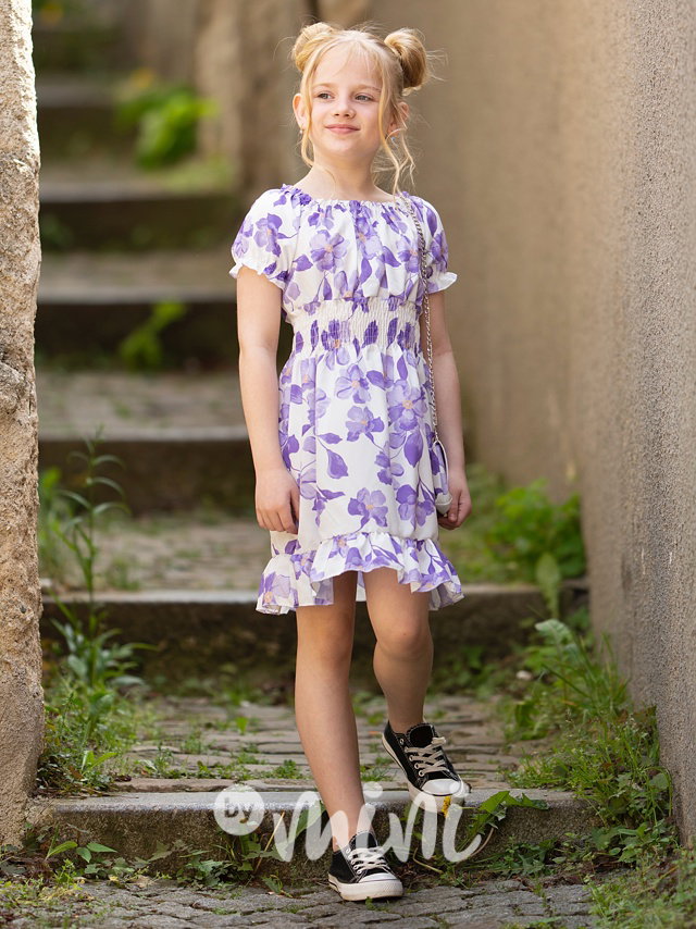Lila blossom šaty s kabelkou
