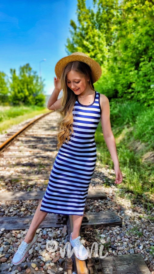 Marina pruhované midi šaty