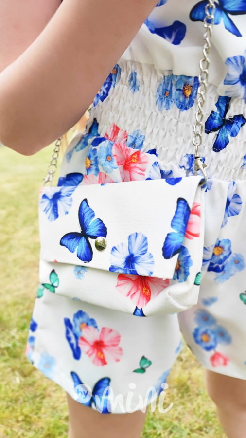 Overal s kabelkou Butterfly&Flowers white