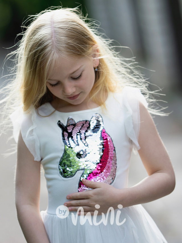 Unicorn tylové šaty white