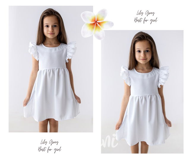 Bílé šaty s řasenými rukávy Lily Grey