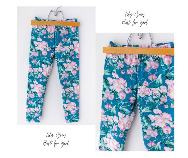 Pivoňky soft cotton legíny *Lily Grey*