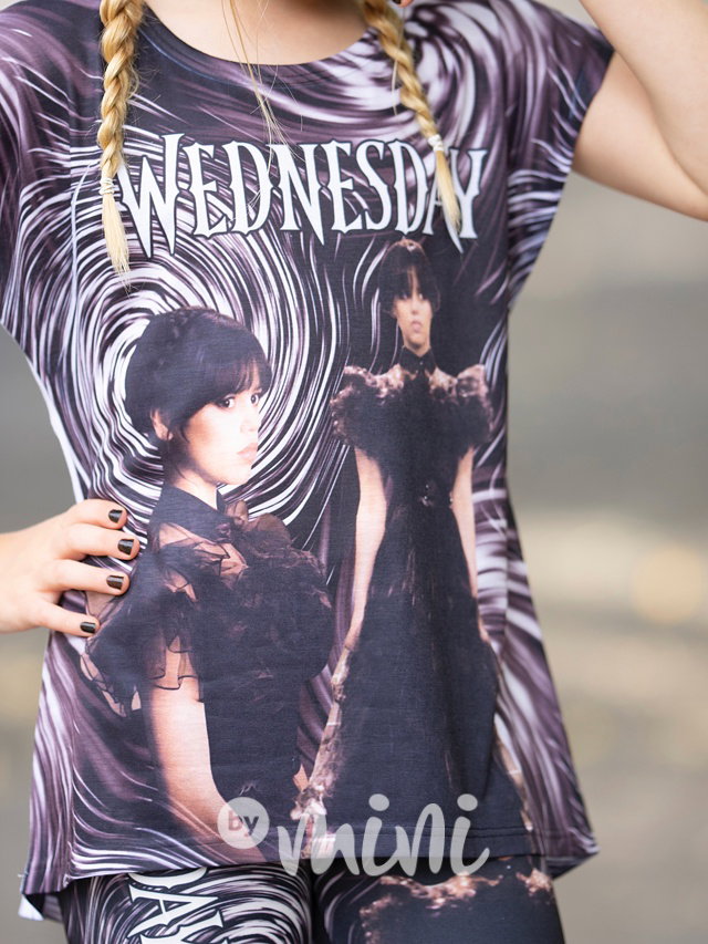 Wednesday black circle triko + kraťasy