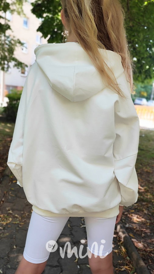 Oversize maxi hoodie mikina cream