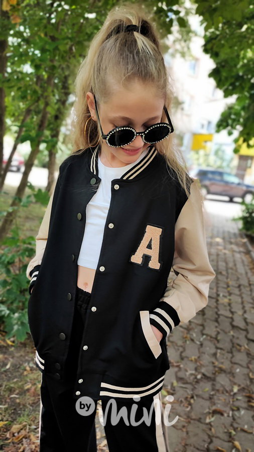 Fashion college mikina black/beige